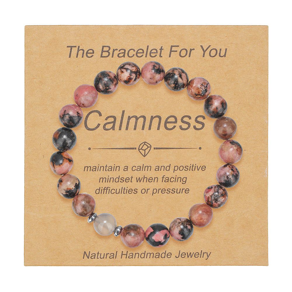 Fashion Natural Stone Tigereye Pink Crystal Bracelet