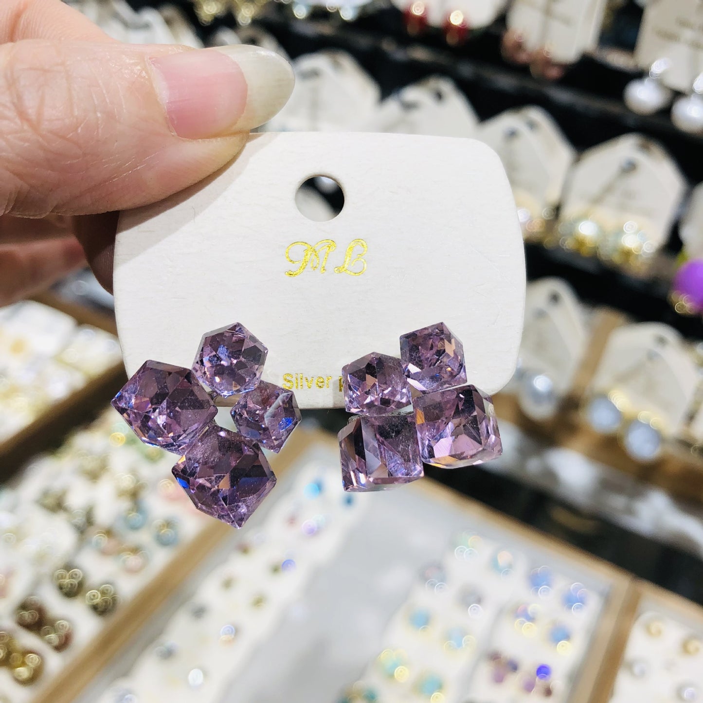 Women's Elegant For Stereo Rhinestone Fashion Fantasy Crystal Cube Stud Earrings
