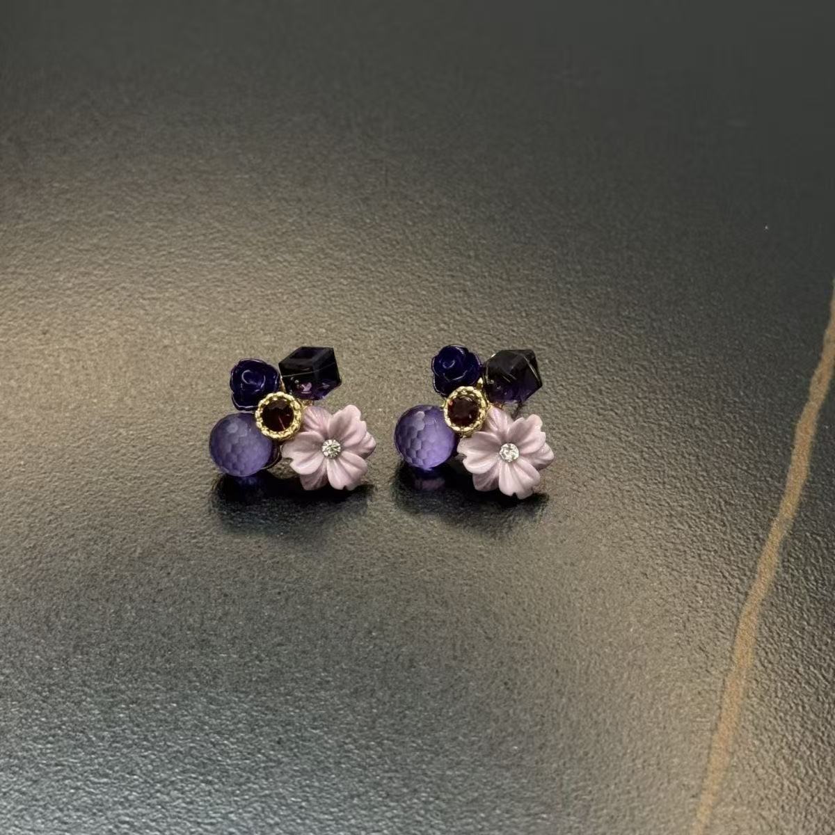 Pretty Pink Butterfly Dream Vintage Purple Stud Earrings