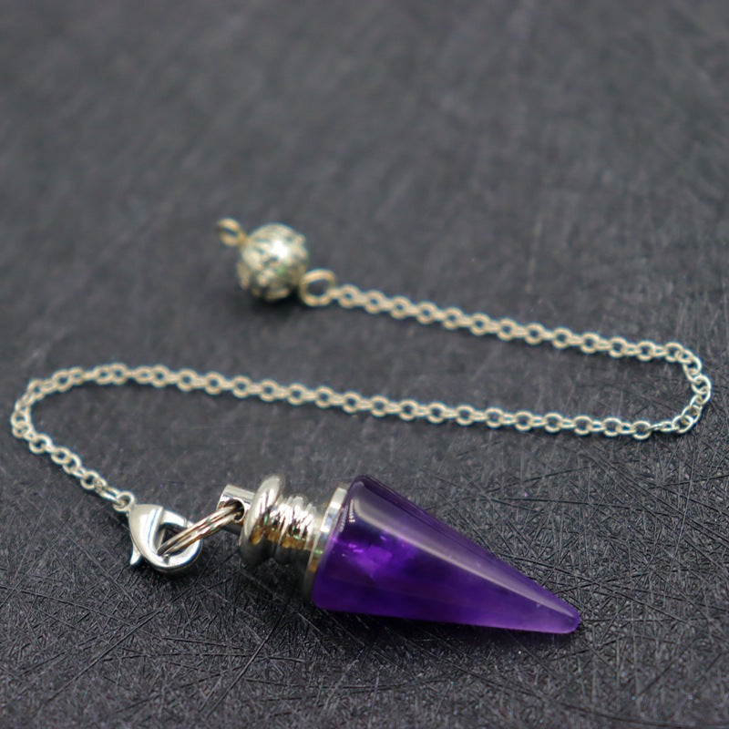 Column Pendulum Chain Natural Crystal Hexagonal Cone Pendants