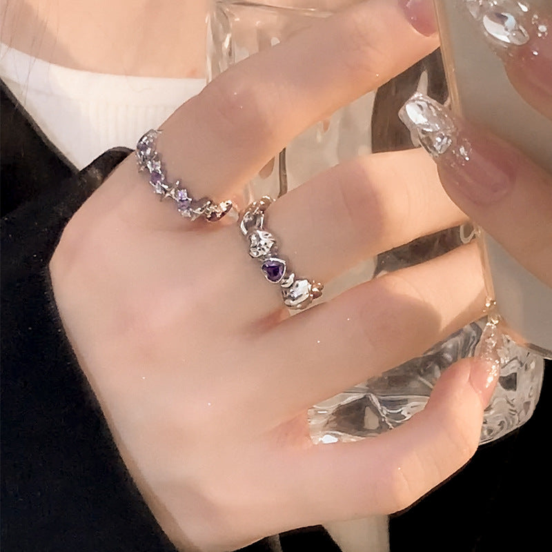 Women's Heart-shaped Light Luxury High-grade Sense Open Rings