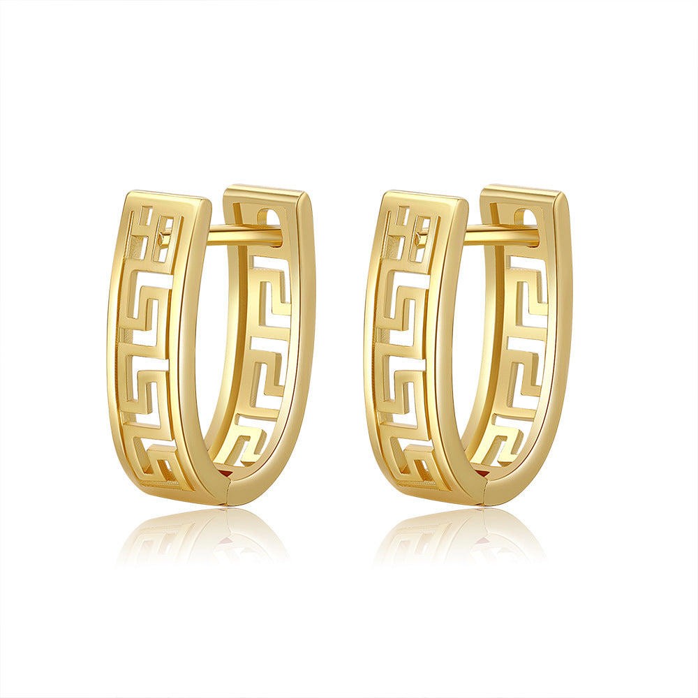 Women's U-shaped Hollow Pattern Ear Clip Simple Gold Rings