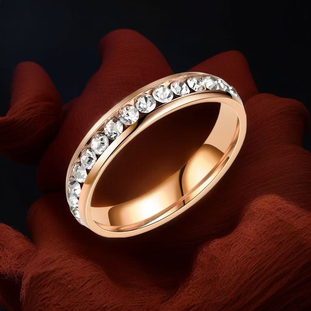 Stainless Steel Titanium Female French Style Starry Square Ring