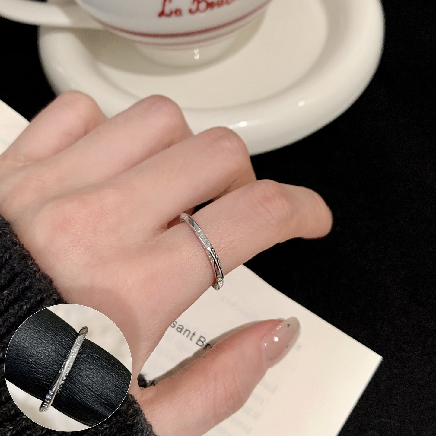 Women's Circle Exquisite Bow Loving Heart With Opening Style Index Ring