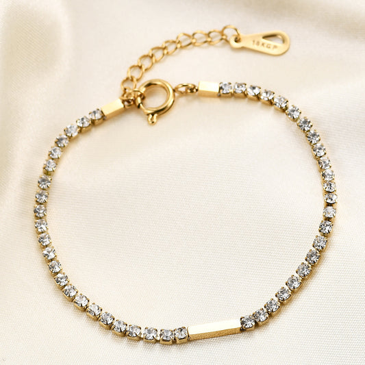 Simple Fashion Inlaid Zirconium Small Long Titanium Steel Bracelets