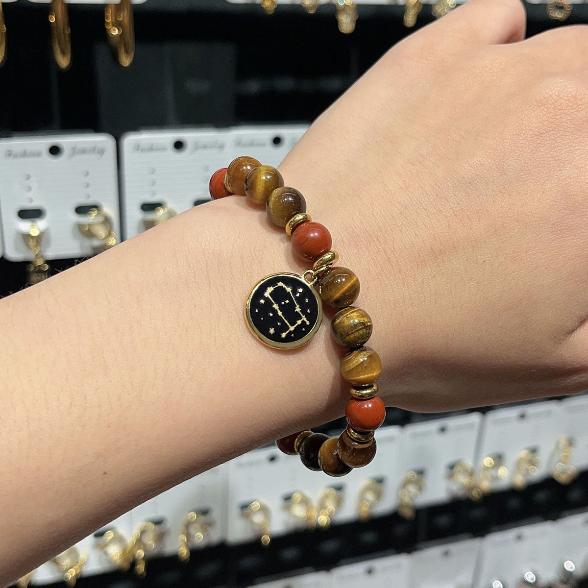 Beaded With Card Round Stainless Steel Gold Plated Drop Oil Bracelets