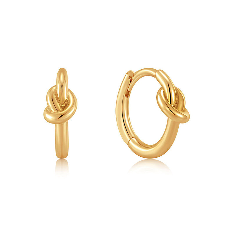 Sier Needle Light Luxury Geometric Inlaid Zircon Ear Simple Fashion Earrings