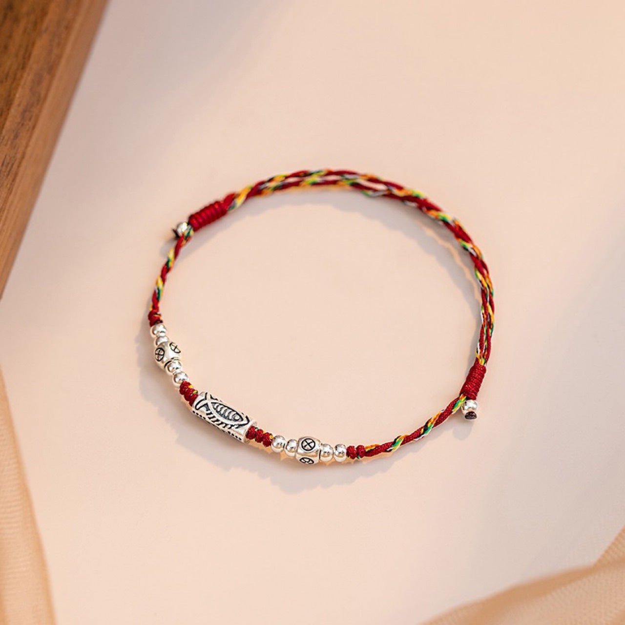 Men's Female Red Rope Braid Retro Colorful Bracelets