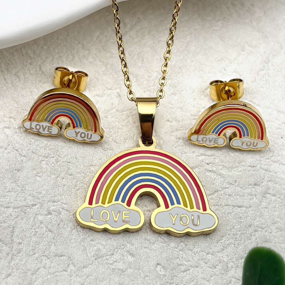 Clear Stock Rainbow Color Small Cartoon Female Oil Pendants