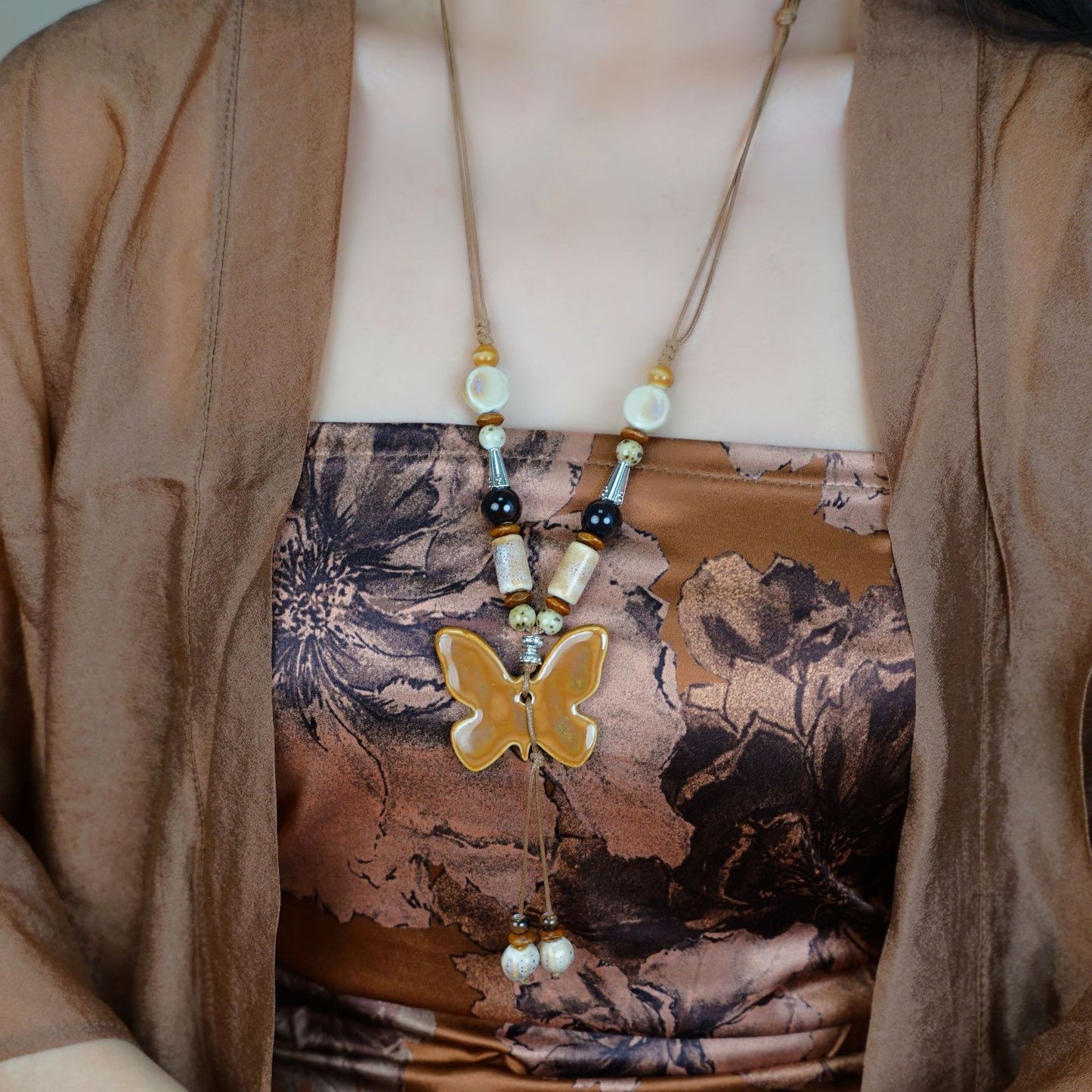 Ceramic Mushroom Female Niche Design High Necklaces