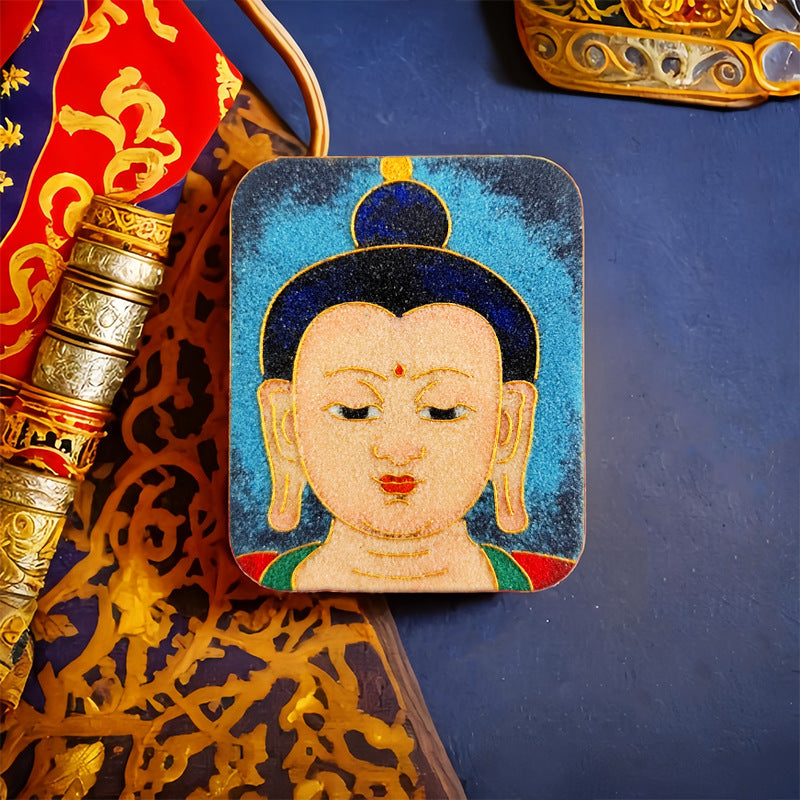 Brass Five Master Buddha Hand Painted Pendants