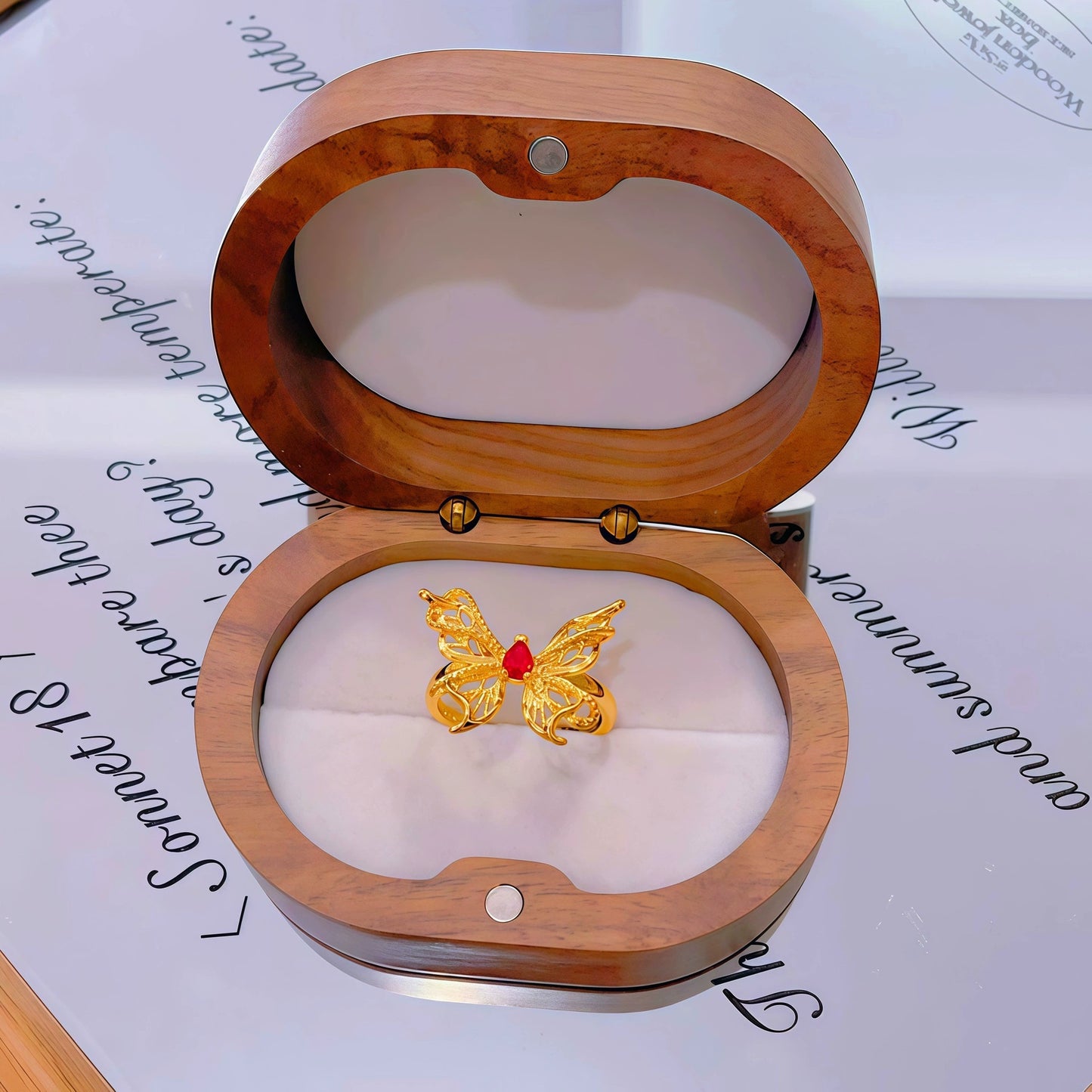 Gold Ancient Brushed Flower Niche Design Light Luxury Open Rings