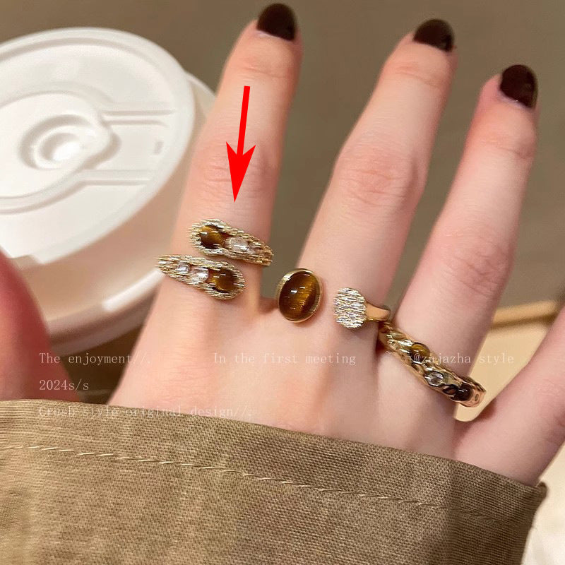 Pearl Zircon Butterfly Female Niche High-grade Light Luxury Couple Temperament Ring