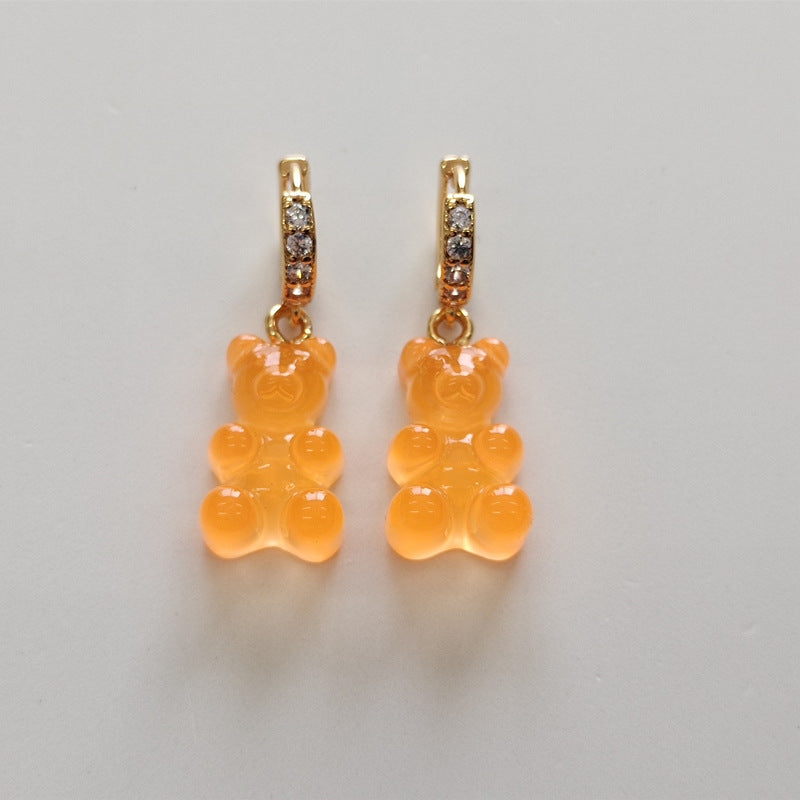 Women's Niche Bear Soft Candy Color Ear Rings