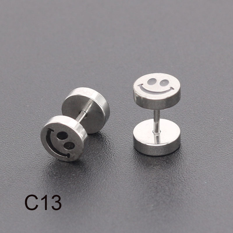 Bilateral Epoxy Titanium Steel Ear Drip Bone Fake Extender Earrings
