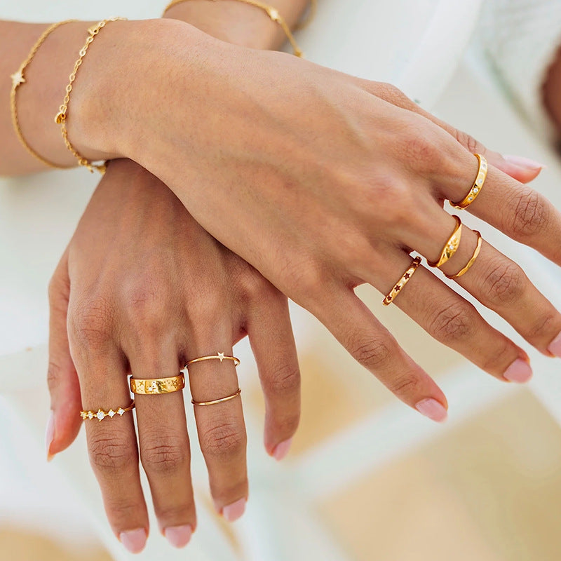 Moon Vast Universe Titanium Steel Electroplating Rings