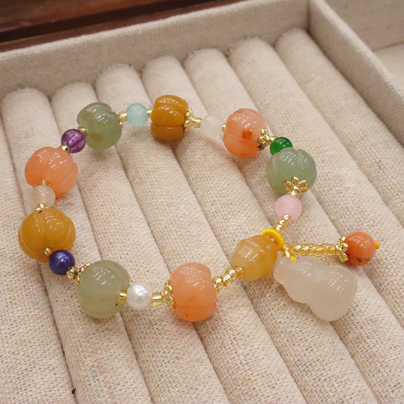 Pumpkin Beads Beaded Chinese Zen Ancient Style Bracelets