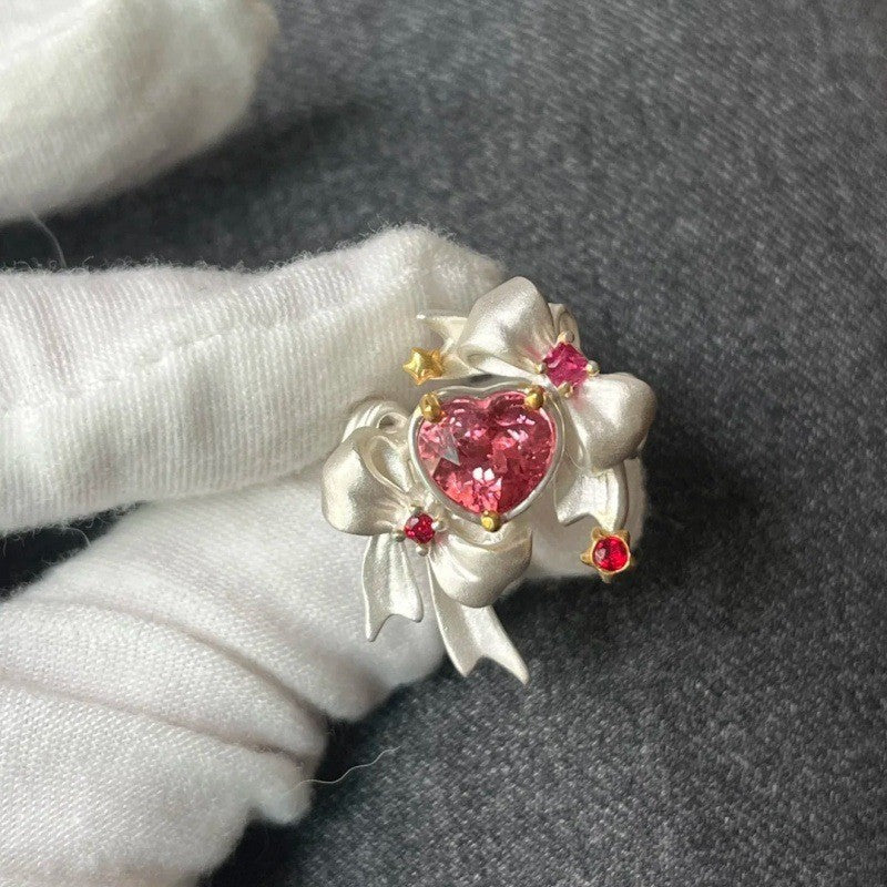 Imitation Blue Treasure Egg Noodles Bow Female Niche Ring