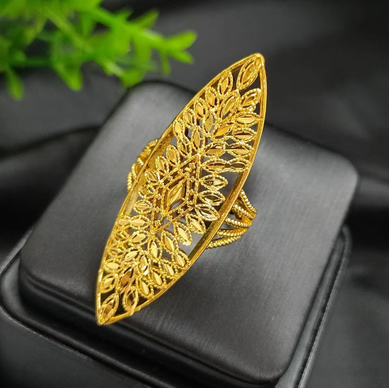 Women's Gold-plated Wheat Index Finger Does Not Fade Design Copper Ring