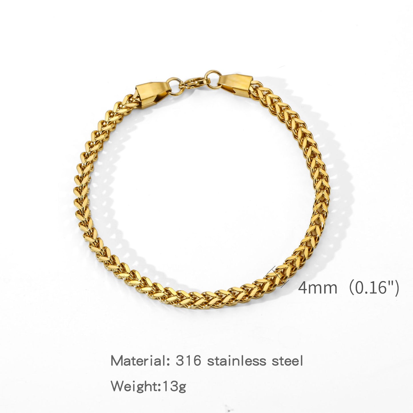 Fashion Thick Straps Titanium Steel Four-sided Geometric Positive Negative Bracelet