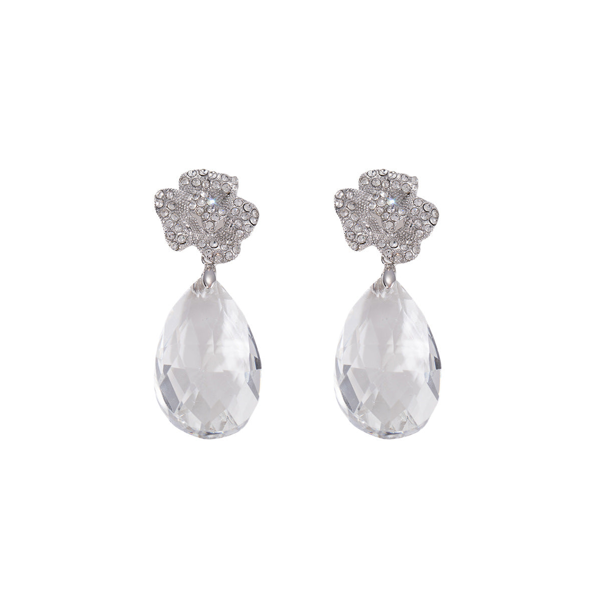 Women's Flower Water Drop Crystal Light Luxury Rings