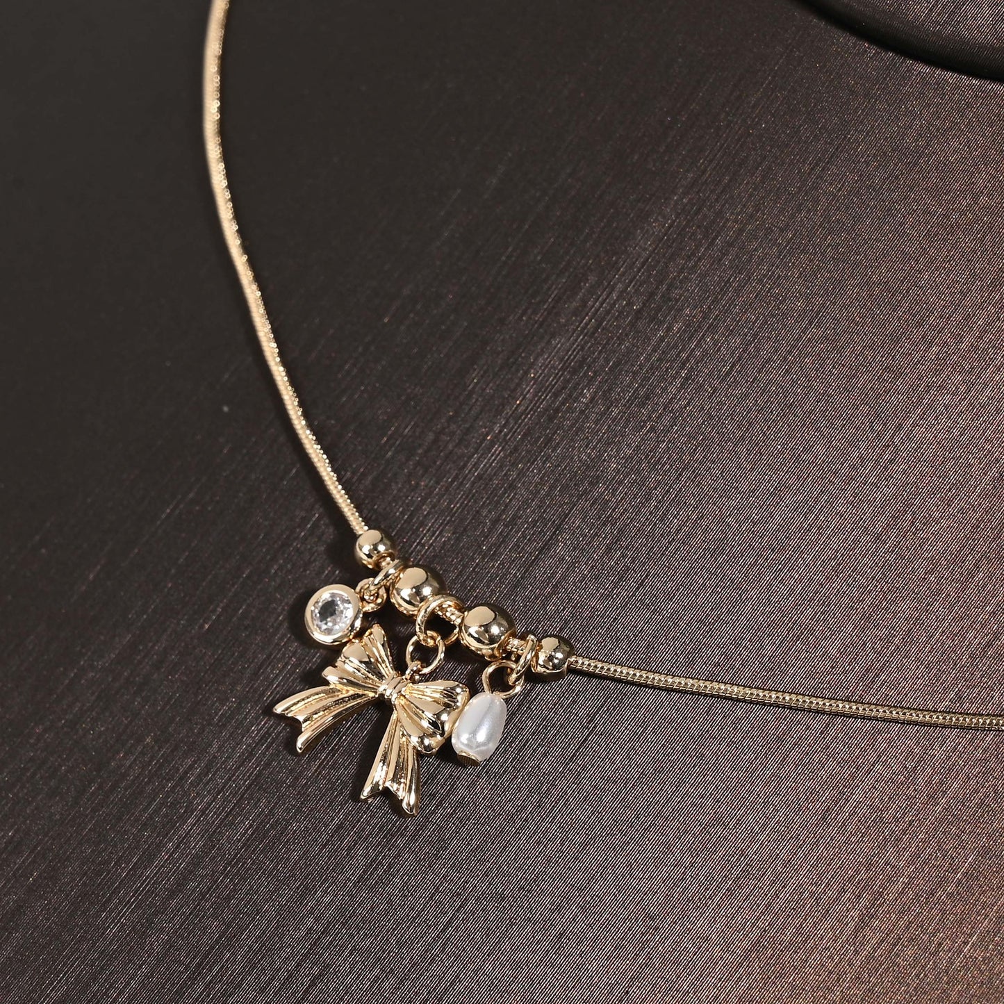 Bow Pearl Rhinestone Sweet Light Luxury Necklaces
