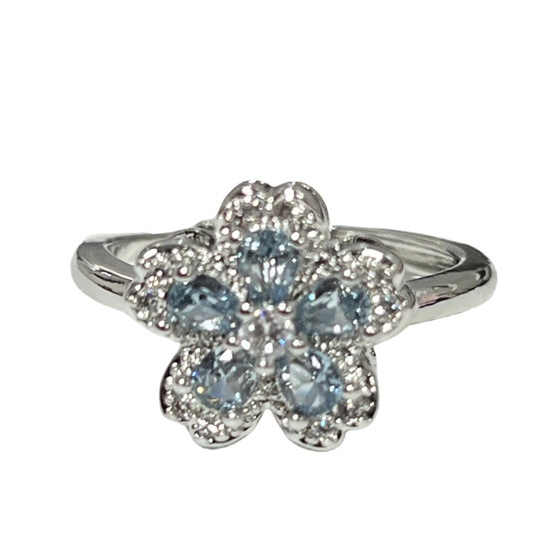 Diamond Flower Fashion Female Cold Style Light Luxury High-grade Rings