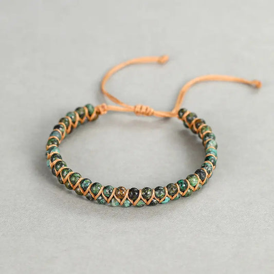 Natural Stone African Turquoise Hand Weaving Temperament Bracelets