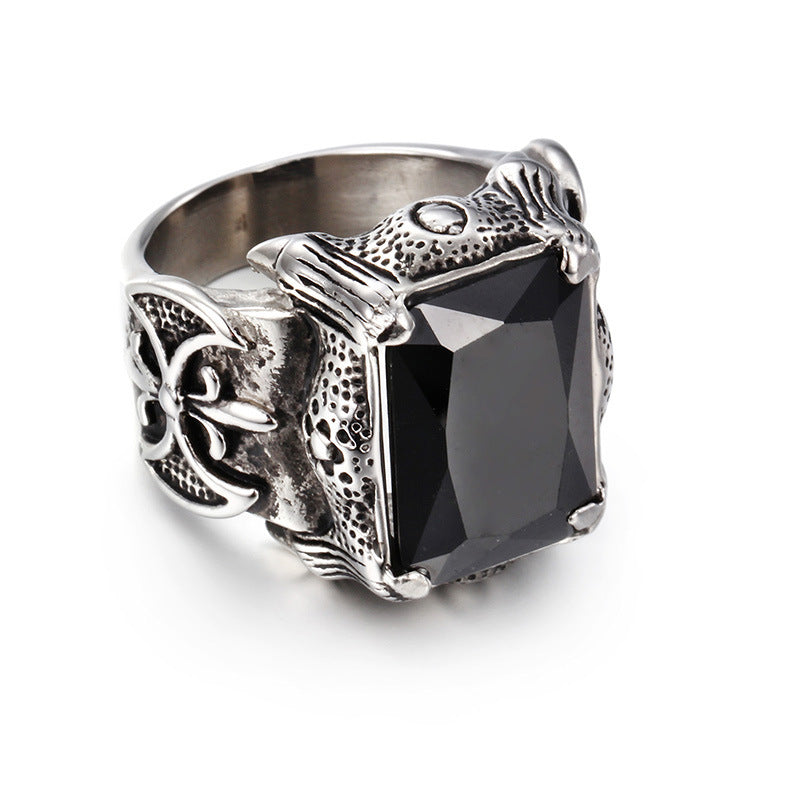 Men's Stainless Steel Hand Retro Punk Brother Ruby Titanium Rings