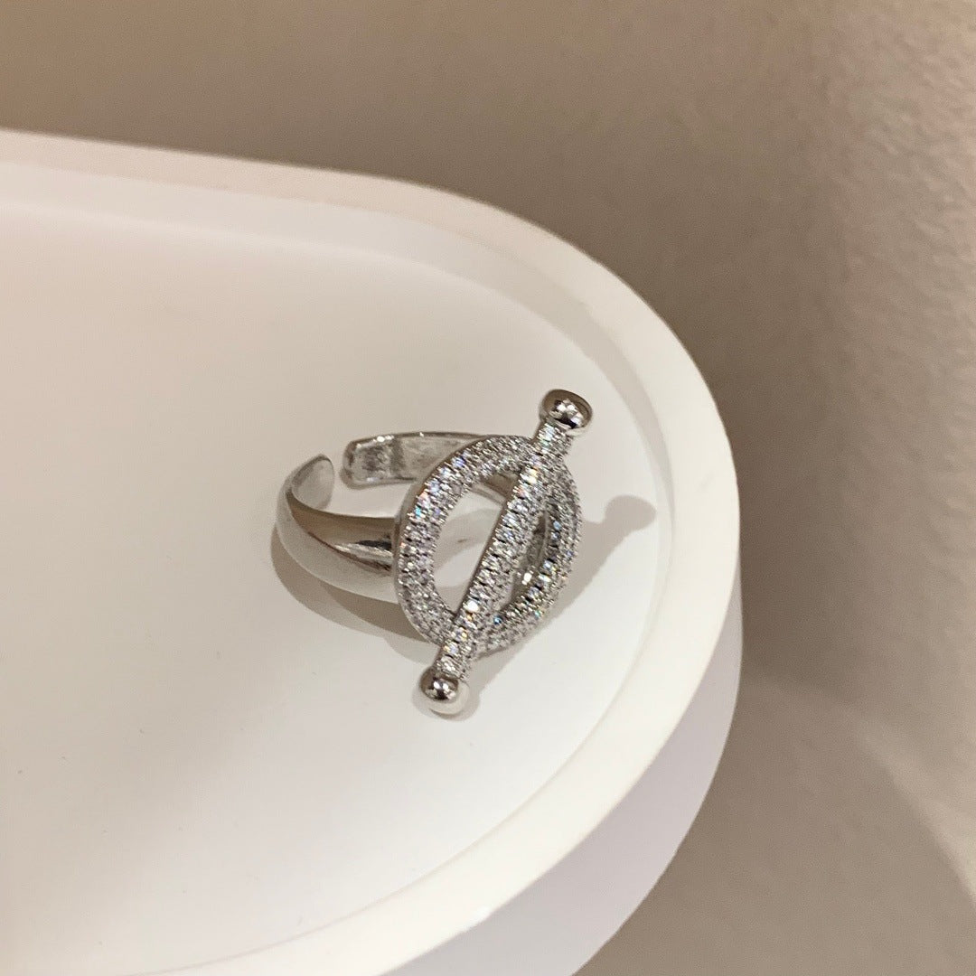 Women's Zircon Female Twin Pearl Opening Adjustable Rings
