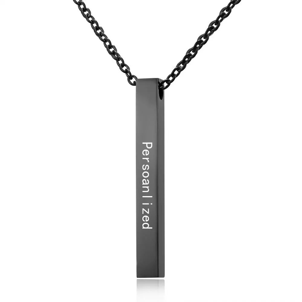 Women's & Men's Lettering Long Titanium Steel Trendy Rectangular Necklaces