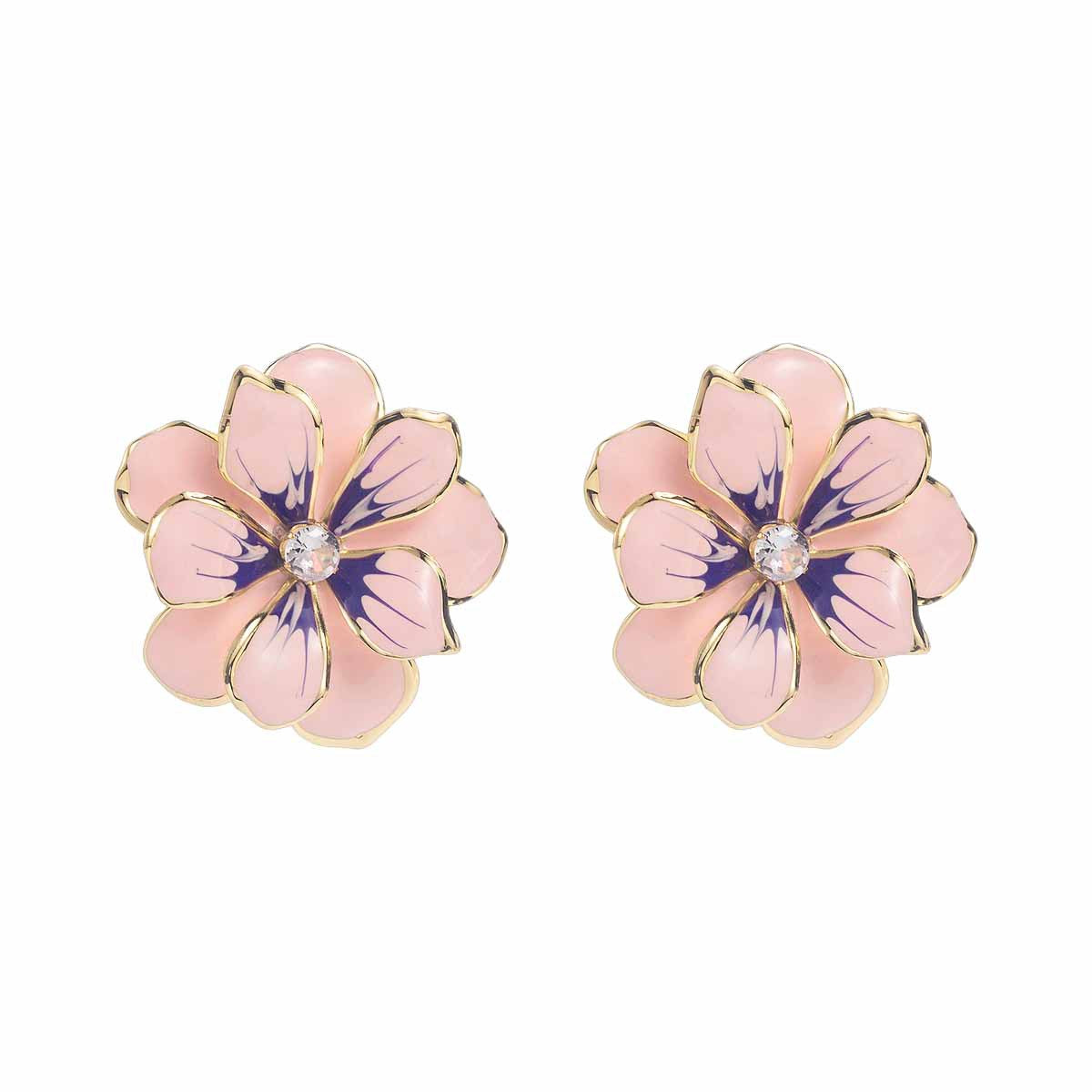 Women's Vacation Style Enamel Color Flower Pearl Light Luxury High-grade Earrings