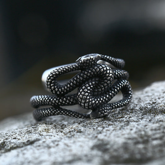 Men's Stainless Steel Snake Retro Titanium Opening Rings