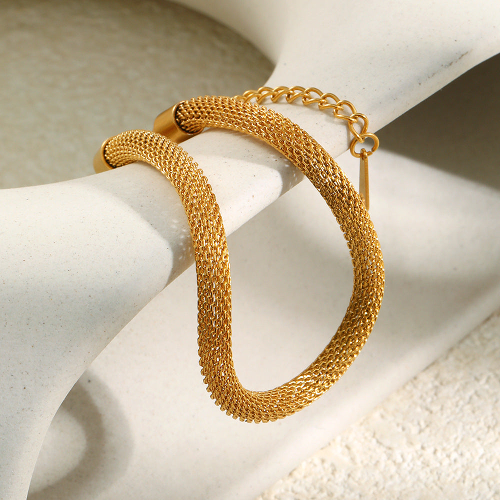 Niche Design Stainless Steel Gold-plated Simple Round Bracelet