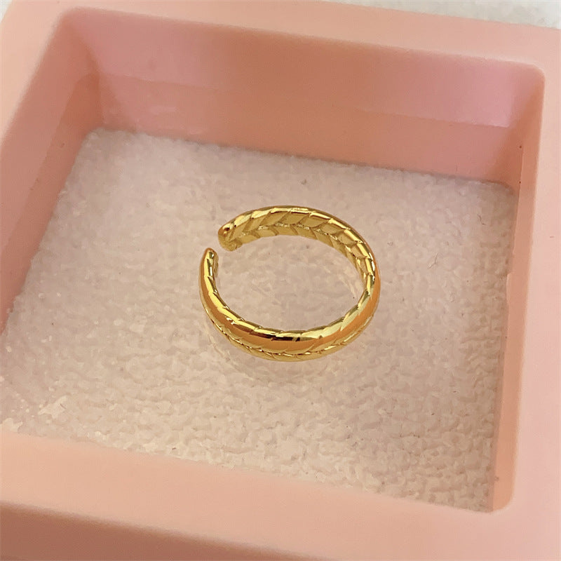 Retro Golden Tigereye Decorative Simple Open Rings