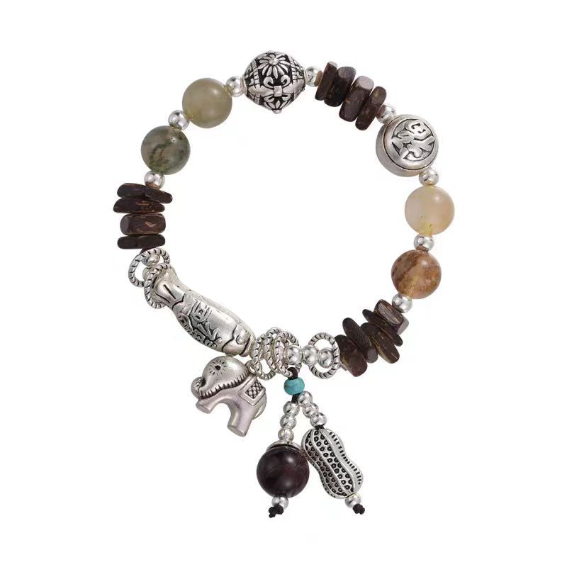 Style Lucky Elephant Beaded Female Tibetan Ethnic Retro Design Bracelet