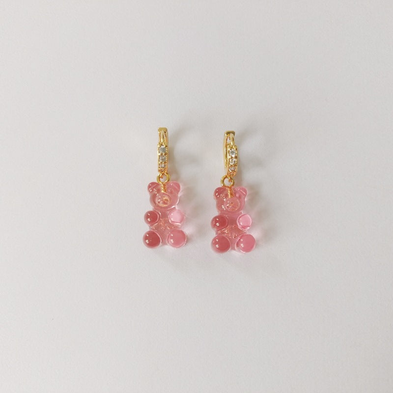 Women's Niche Bear Soft Candy Color Ear Rings