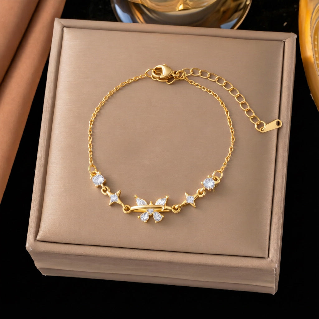 Butterfly Zircon Female Minority Design High Sense For Girlfriend Girlfriends Bracelets