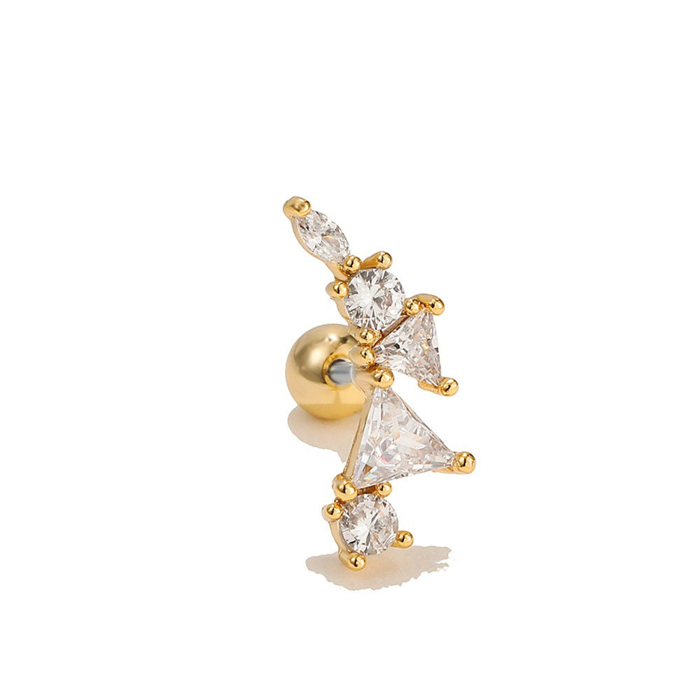 Women's Flower Stainless Steel Rod Piercing Ear Niche Personality Earrings
