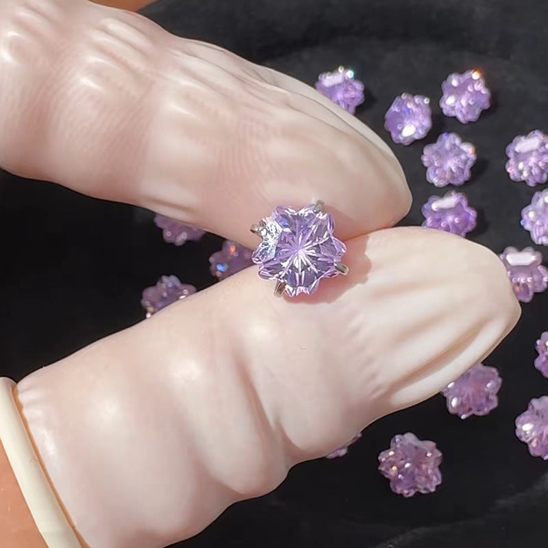 Cut Flowers Titanium Steel Ear Beautiful Bone Zircon Pin Stud Earrings