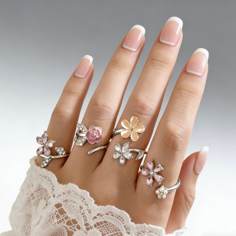 Hand Vintage Metal Geometry Irregular Diamond Ring