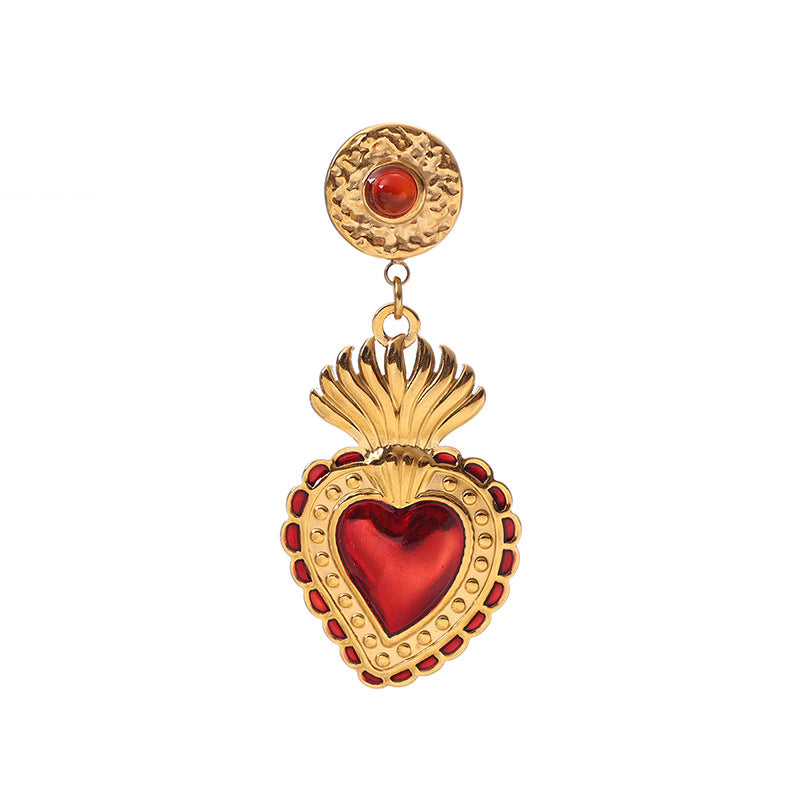 Vintage Style Love Heart Inlaid Gem Rings