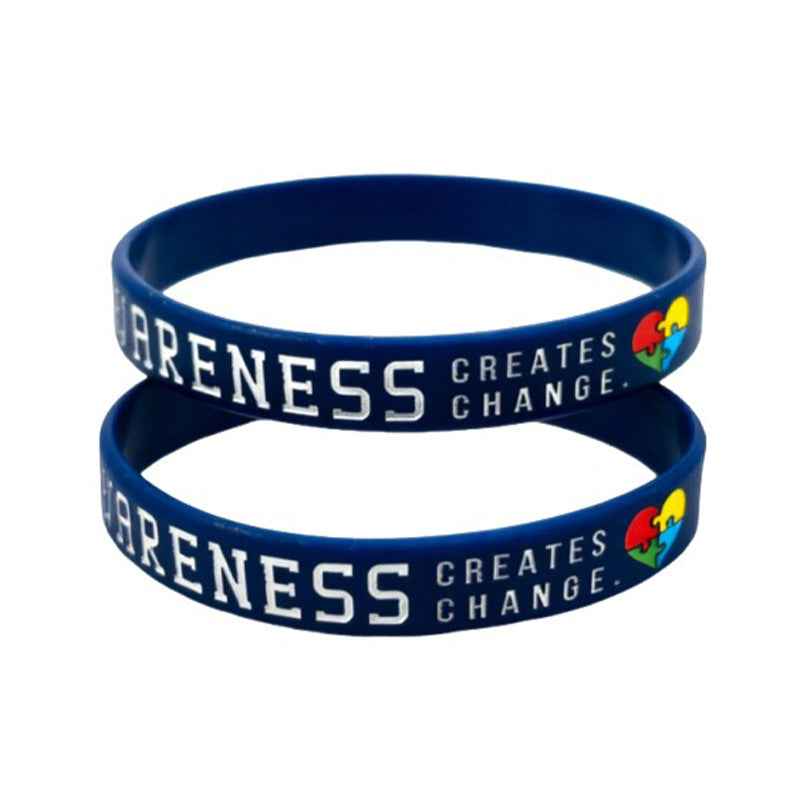 Public Welfare Autism Silicone Concave Filling English Text Rubber Bracelet