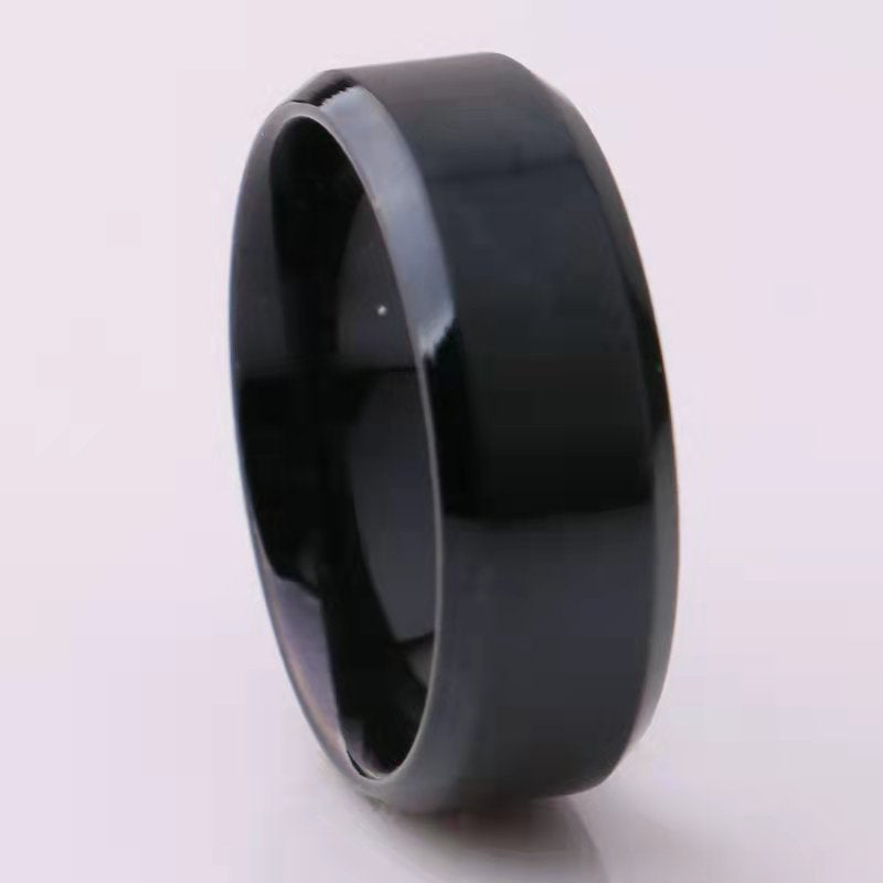 Men's Stainless Steel Double Bevel Frosted Glossy Titanium Brushed Rings