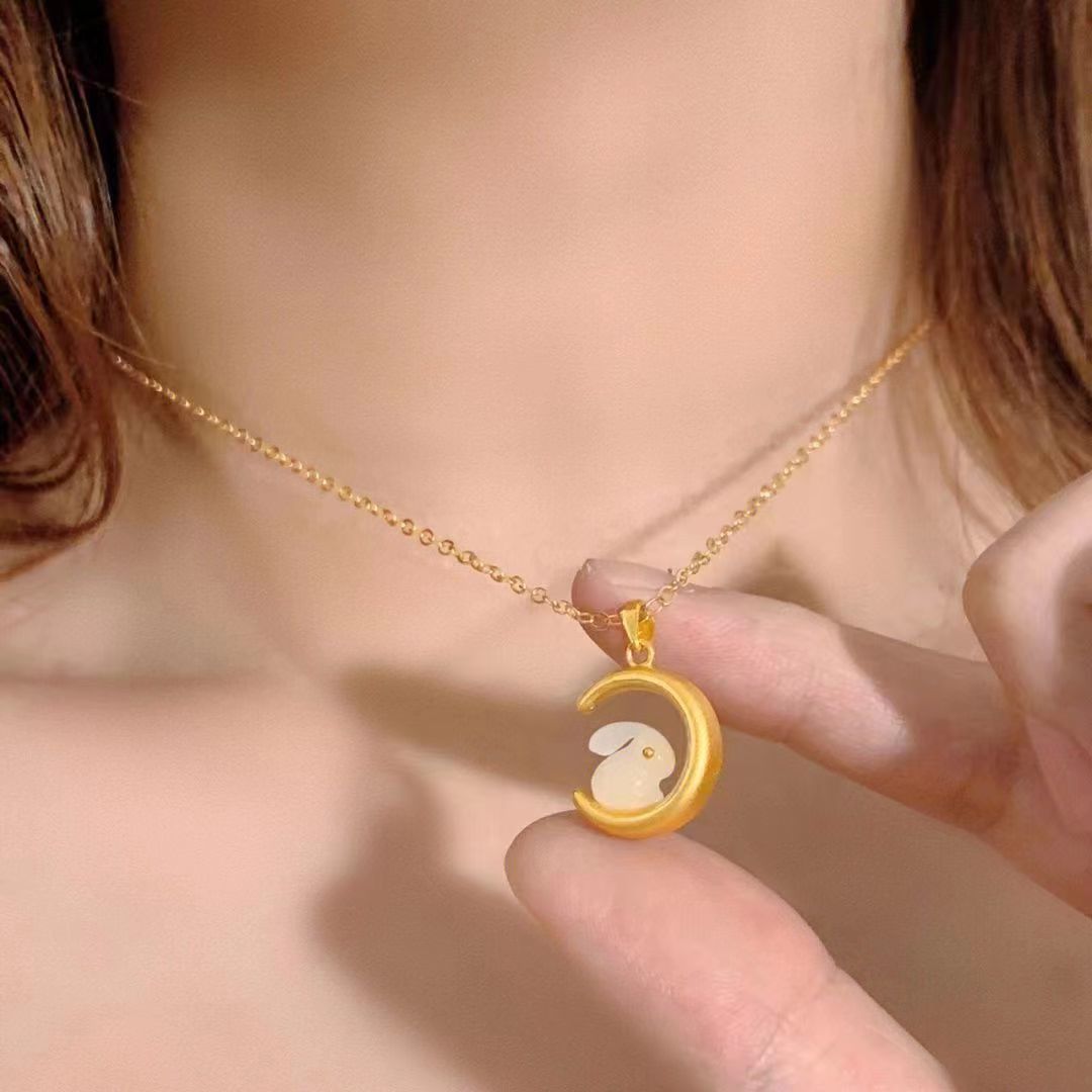 Rabbit Female Chinese Zodiac Life Clavicle Chain National Style Design Necklaces