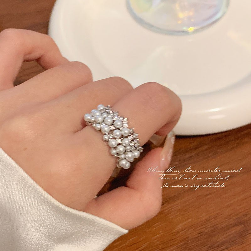 Diamond Super Flash Zircon Open Design Sense Niche High Class Ring