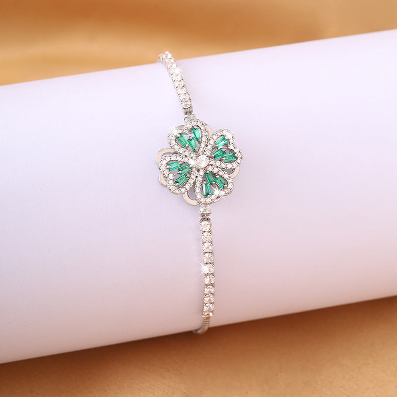 Zircon Four-leaf Clover Pull Trendy Style Affordable Luxury Fashion Bracelet