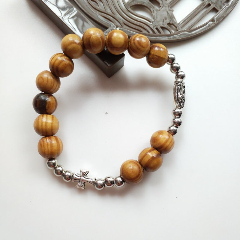 Innovative Vintage Cross Elastic Beaded Rosary Bracelets