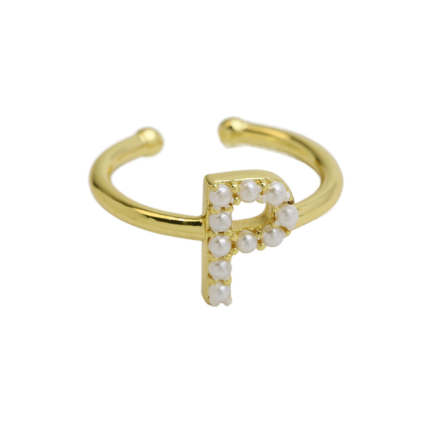 Women's Xi Brass Pearl English Letters Open Rings