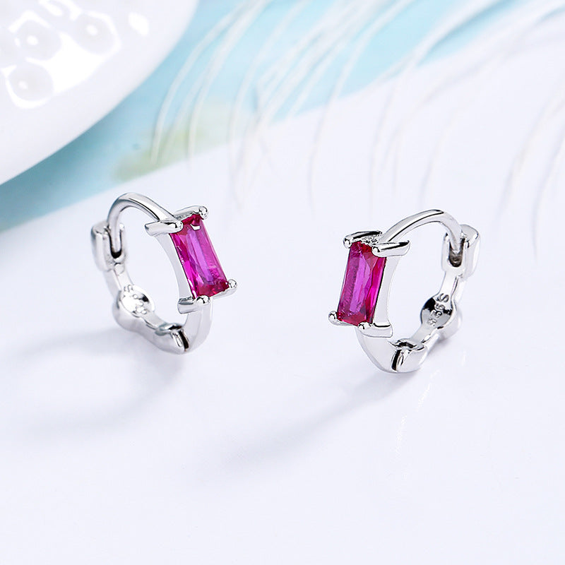 Women's Rectangular Zircon Delicate Trendy Niche High Earrings